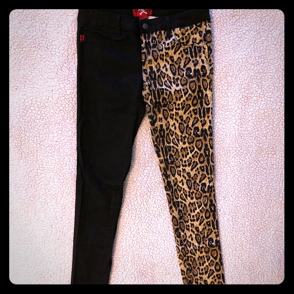 Royal Bones Black/Cheetah-Print Skinny Jeans